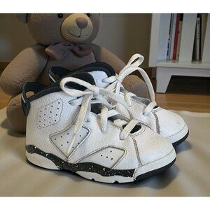 Air Jordan 6 Retro Lace Up Sneakers Toddler Size 8C White Black